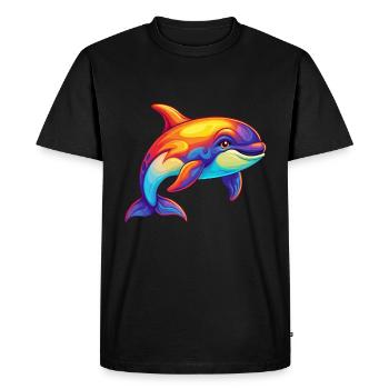 Orque coloré Kawaii dessin animé animal marin - T-shirt Premium bio Homme - noir - Devant - Nico (187cm)