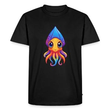 Bottletail Squid Colorful Kawaii Cartoon Clipart - Men's Premium Organic T-Shirt - black - Front - Nico (187cm)