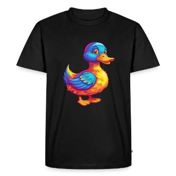 Duck Colorful Kawaii Cartoon Character Bird - Men's Premium Organic T-Shirt - black - Front - Nico (187cm)
