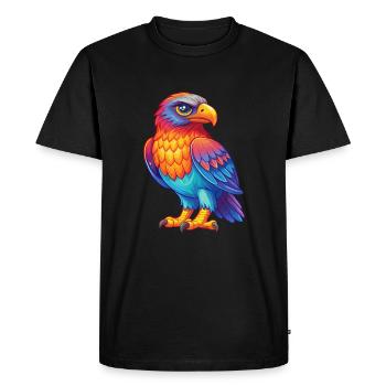 Buzzard Colorful Kawaii Cartoon Character Bird - Men's Premium Organic T-Shirt - black - Front - Nico (187cm)