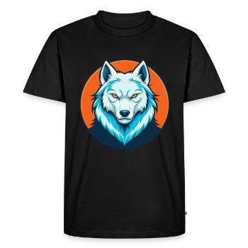 Loup Arctique Mignon Kawaii Dessin Animé Animal Animal Logo - T-shirt Premium bio Homme - noir - Devant - Nico (187cm)