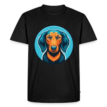 Dachshund Dog Cute Kawaii Cartoon Animal Pet Logo - Men's Premium Organic T-Shirt - black - Front - Nico (187cm)