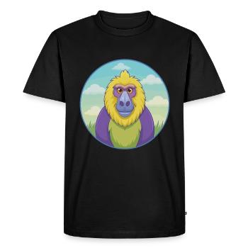 Babouin mignon Kawaii dessin animé Clipart Animal de compagnie - T-shirt Premium bio Homme - noir - Devant - Nico (187cm)