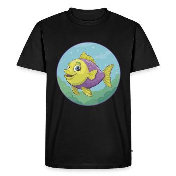 Poisson Mignon Kawaii Dessin animé Clipart Animal de compagnie - T-shirt Premium bio Homme - noir - Devant - Nico (187cm)