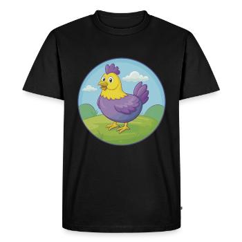 Poule mignon Kawaii dessin animé Clipart Animal de compagnie - T-shirt Premium bio Homme - noir - Devant - Nico (187cm)