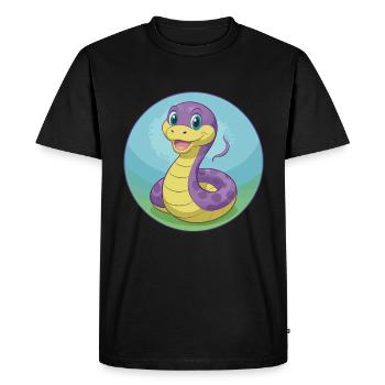 Serpent Mignon Kawaii Dessin animé Clipart Animal Animal de compagnie - T-shirt Premium bio Homme - noir - Devant - Nico (187cm)