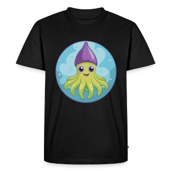 Squid Cute Kawaii Cartoon Clipart Animal Pet - Men's Premium Organic T-Shirt - black - Front - Nico (187cm)