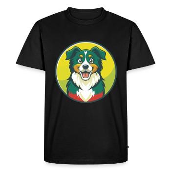 Australian Shepherd Dog Cute Kawaii Cartoon Animal - Men's Premium Organic T-Shirt - black - Front - Nico (187cm)