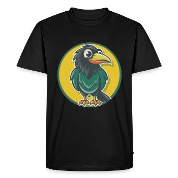 corbeau mignon Kawaii dessin animé Clipart animal de compagnie - T-shirt Premium bio Homme - noir - Devant - Nico (187cm)
