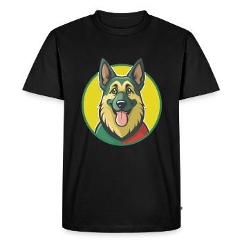 German Shepherd Dog Cute Kawaii Cartoon Pet Animal - Men's Premium Organic T-Shirt - black - Front - Nico (187cm)