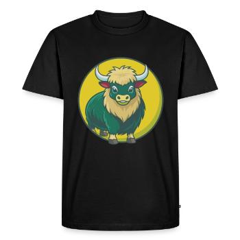 Yak Mignon Kawaii Dessin animé Clipart Animal de compagnie - T-shirt Premium bio Homme - noir - Devant - Nico (187cm)
