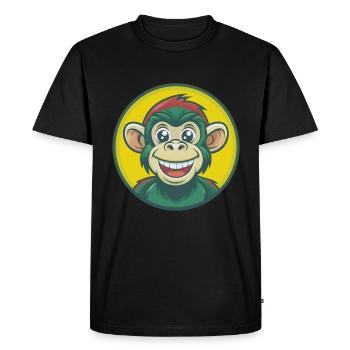 Monkey Cute Kawaii Cartoon Clipart Pet Animal - Men's Premium Organic T-Shirt - black - Front - Nico (187cm)