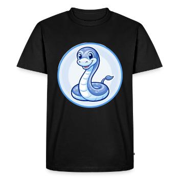 Anaconda Blue Kawaii Cartoon Character Clipart Pet - Men's Premium Organic T-Shirt - black - Front - Nico (187cm)