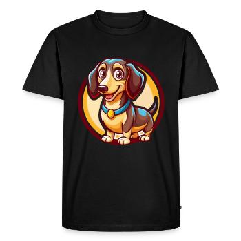 Teckel chien drôle Kawaii dessin animé Clipart Animal - T-shirt Premium bio Homme - noir - Devant - Nico (187cm)