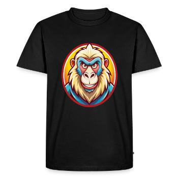 Babouin Drôle Kawaii Dessin animé Clipart Animal de compagnie - T-shirt Premium bio Homme - noir - Devant - Nico (187cm)