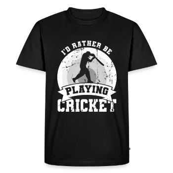I'd rather play cricket - Men's Premium Organic T-Shirt - black - Front - Nico (187cm)