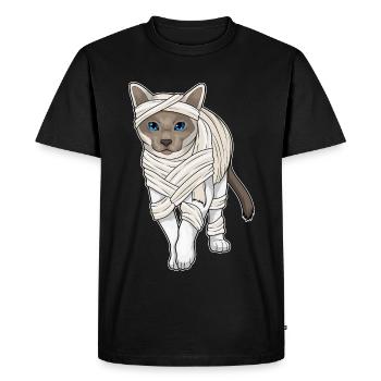 Siamese Cat Halloween Mummy - Men's Premium Organic T-Shirt - black - Front - Nico (187cm)