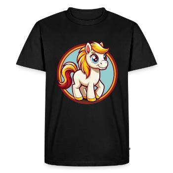 Pony Cute Funny Kawaii Cartoon Clipart Animal Pet - Men's Premium Organic T-Shirt - black - Front - Nico (187cm)