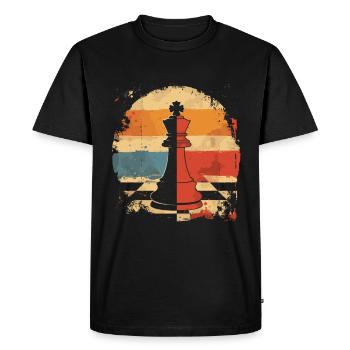 Pièce d’échecs Retrowave - T-shirt Premium bio Homme - noir - Devant - Nico (187cm)