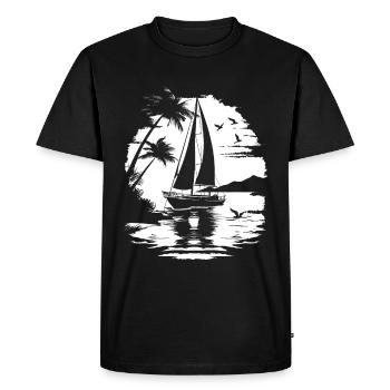 Sailing Drawing - Men's Premium Organic T-Shirt - black - Front - Nico (187cm)