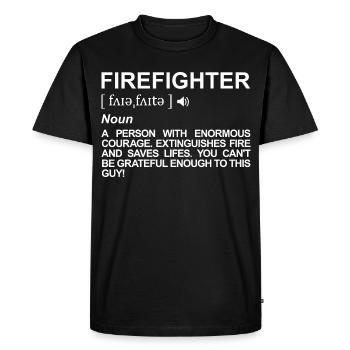 Définition de pompier - T-shirt Premium bio Homme - noir - Devant - Nico (187cm)