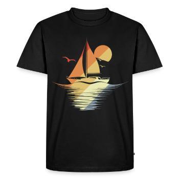 Vintage Sail Graphic - Men's Premium Organic T-Shirt - black - Front - Nico (187cm)