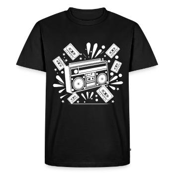 Boombox, music, nostalgia - Men's Premium Organic T-Shirt - black - Front - Nico (187cm)