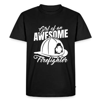 Fille d’un pompier - T-shirt Premium bio Homme - noir - Devant - Nico (187cm)