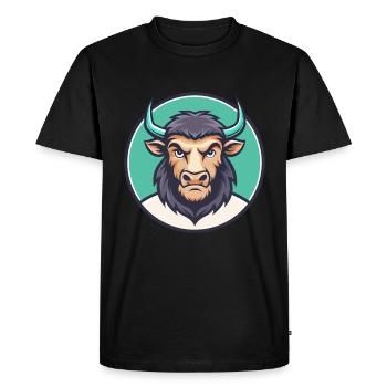buffle kawaii dessin animé personnage animal visage d’animal de compagnie - T-shirt Premium bio Homme - noir - Devant - Nico (187cm)