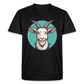 Chèvre Kawaii Dessin animé Personnage Animal Animal Visage - T-shirt Premium bio Homme - noir - Devant - Nico (187cm)