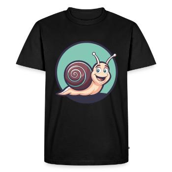 Escargot Kawaii Dessin animé Personnage Animal Visage D’animal - T-shirt Premium bio Homme - noir - Devant - Nico (187cm)