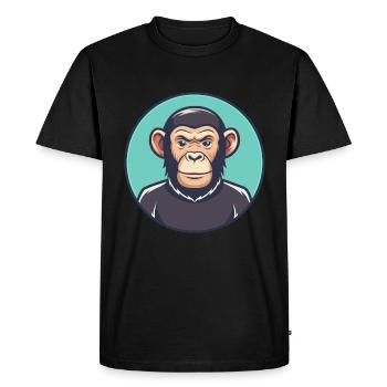 Chimpanzee Kawaii Cartoon Character Animal Face - Men's Premium Organic T-Shirt - black - Front - Nico (187cm)