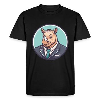 rhinocéros kawaii dessin animé personnage animal visage d’animal de compagnie - T-shirt Premium bio Homme - noir - Devant - Nico (187cm)
