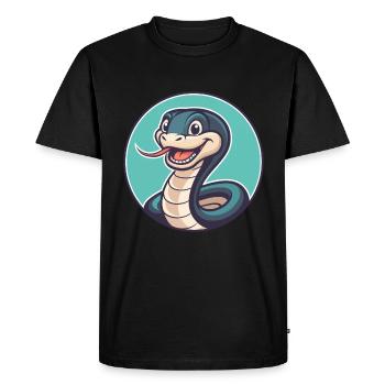 Serpent Kawaii Dessin animé Personnage Animal Animal Visage - T-shirt Premium bio Homme - noir - Devant - Nico (187cm)