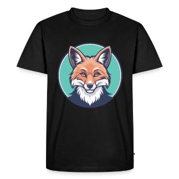 Fox Kawaii Cartoon Character Animal Pet Face - Men's Premium Organic T-Shirt - black - Front - Nico (187cm)