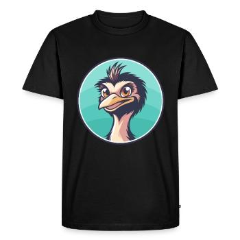 Emu Kawaii Cartoon Character Animal Pet Face - Men's Premium Organic T-Shirt - black - Front - Nico (187cm)