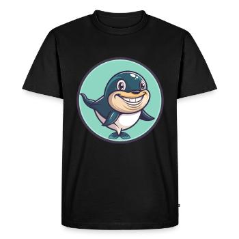 Whale Kawaii Cartoon Character Animal Pet Face - Men's Premium Organic T-Shirt - black - Front - Nico (187cm)