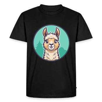 Lama Kawaii Dessin animé Personnage Animal Visage D’animal - T-shirt Premium bio Homme - noir - Devant - Nico (187cm)