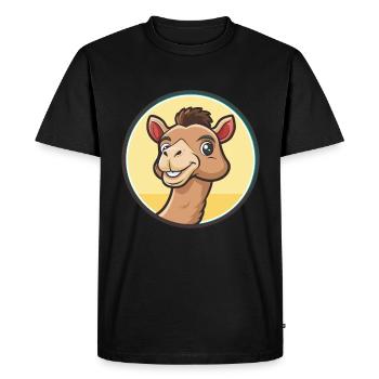 Camel Kawaii Dessin animé Personnage Animal Animal Visage - T-shirt Premium bio Homme - noir - Devant - Nico (187cm)