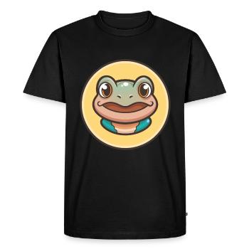 Frog Kawaii Cartoon Character Animal Pet Face - Men's Premium Organic T-Shirt - black - Front - Nico (187cm)