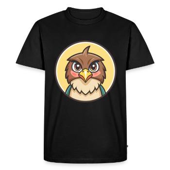 Hawk Kawaii Cartoon Character Animal Pet Face - Men's Premium Organic T-Shirt - black - Front - Nico (187cm)