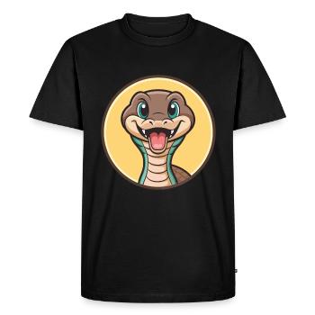 Serpent Kawaii Dessin animé Personnage Animal Animal Visage - T-shirt Premium bio Homme - noir - Devant - Nico (187cm)
