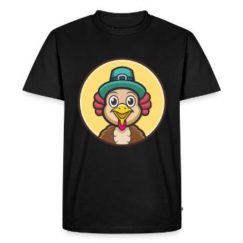 Turquie Kawaii Dessin animé Personnage Animal Animal Visage - T-shirt Premium bio Homme - noir - Devant - Nico (187cm)