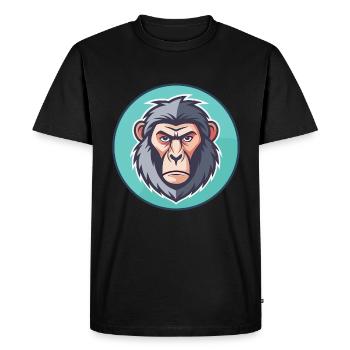 Babouin Kawaii Dessin animé Personnage Animal Visage d’animal de compagnie - T-shirt Premium bio Homme - noir - Devant - Nico (187cm)