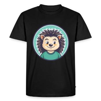 hérisson kawaii dessin animé personnage animal visage d’animal de compagnie - T-shirt Premium bio Homme - noir - Devant - Nico (187cm)