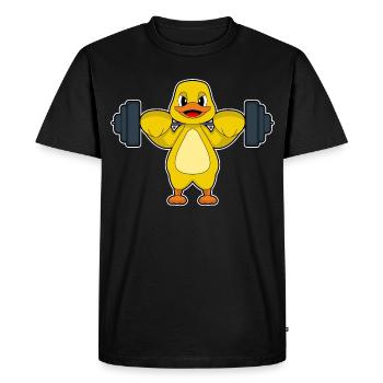 Culturiste Canard Bodybuilder Barbell Bodybuilding - T-shirt Premium bio Homme - noir - Devant - Nico (187cm)