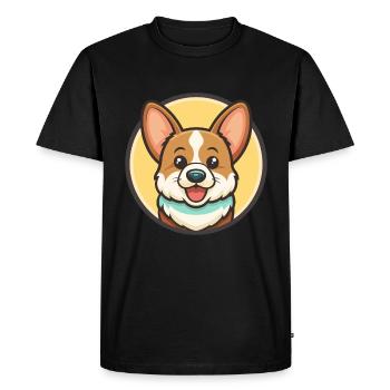 Corgi Dog Race Dessin animé Kawaii Clipart Animal de compagnie - T-shirt Premium bio Homme - noir - Devant - Nico (187cm)