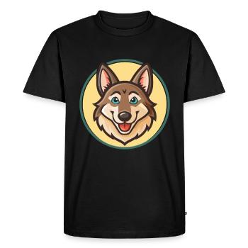 Chien-loup tchécoslovaque Race de chien Dessin animé Kawaii Pet - T-shirt Premium bio Homme - noir - Devant - Nico (187cm)
