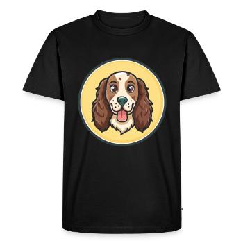 English Setter Dog Breed Cartoon Kawaii Clipart - Men's Premium Organic T-Shirt - black - Front - Nico (187cm)