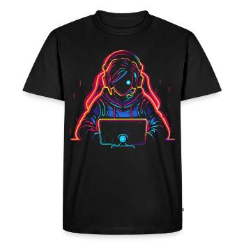 Play Steamwave - Men's Premium Organic T-Shirt - black - Front - Nico (187cm)